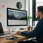 Desarrollo web para empresas realizado por un profesional diseñando una página web moderna y optimizada para captar clientes en Internet.